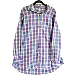 Peter Millar Button Down Shirt Mens 2XL Multicolor Plaid Long Sleeve Casual